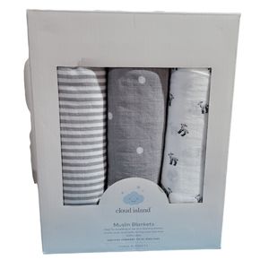 Cloud Island Muslin Blankets - 3pk